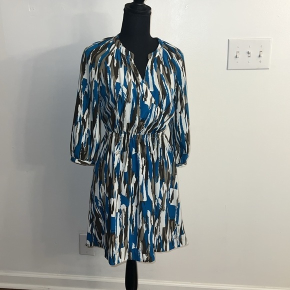 Banana Republic Petite V-Neck Print Dress, sz 00. - Picture 1 of 8